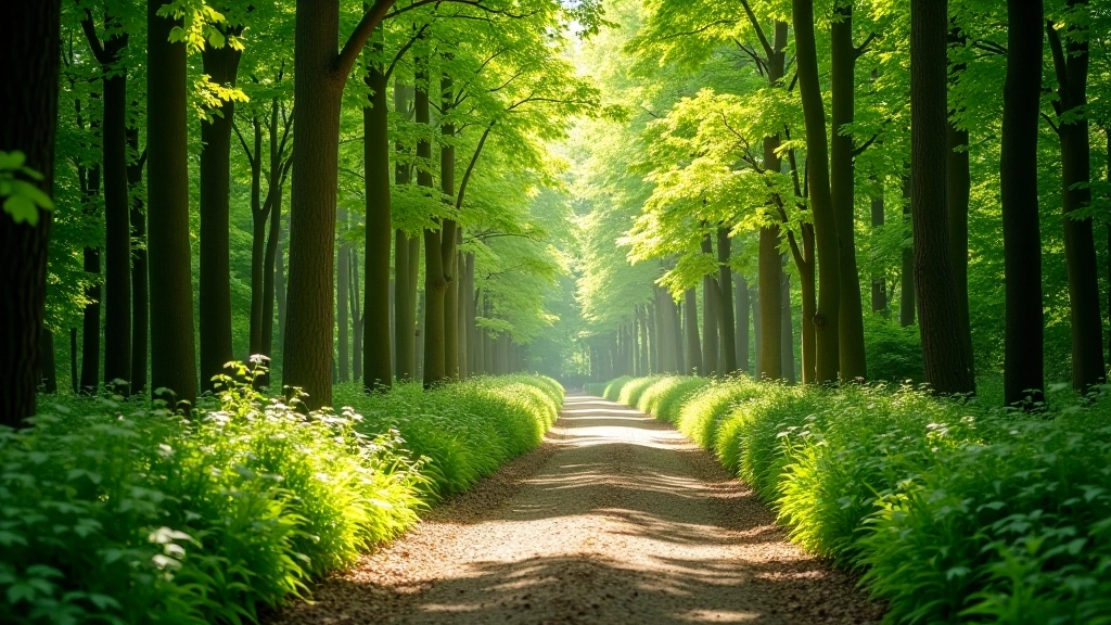 Sentier en forêt, nature verte et ressourçante