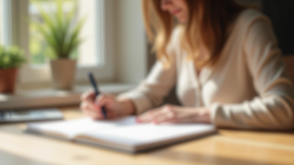 Personne avec un stylo en main, écrivant dans un journal ouvert sur une table lumineuse