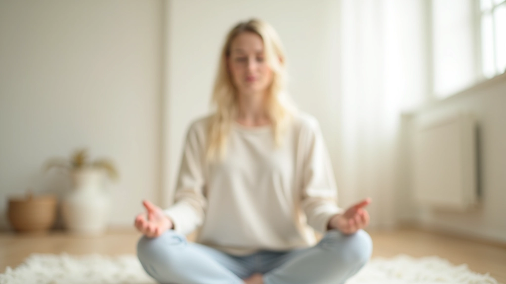 Personne en train de méditer dans un environnement calme et lumineux, exprimant la pleine conscience et la réflexion