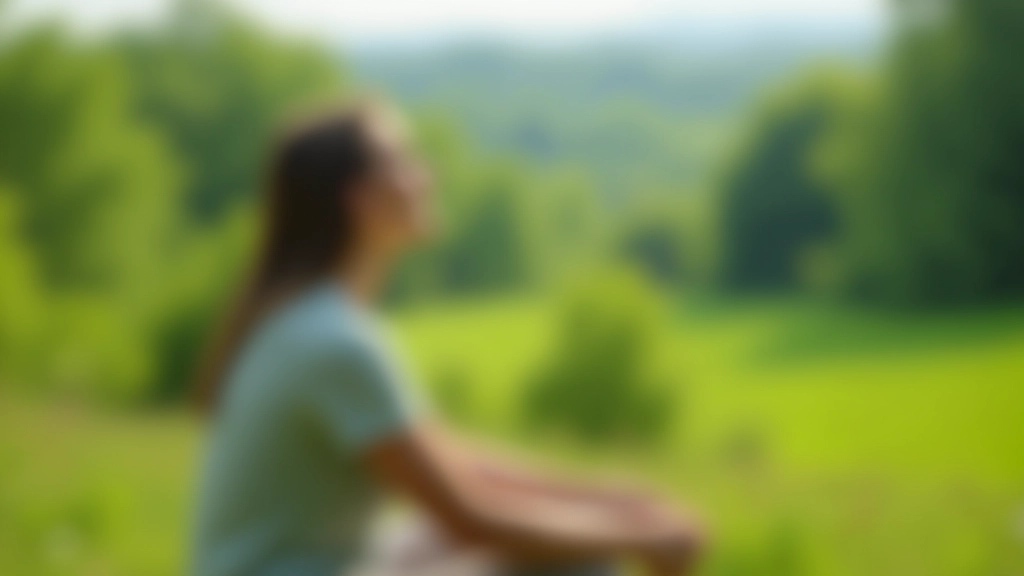 Personne assise dehors en nature, contemplant le paysage avec calme et sérénité