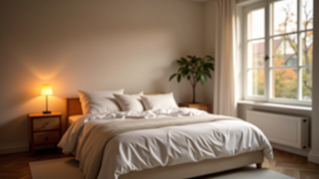 Chambre apaisante avec lit confortable, ambiance calme et lumière douce