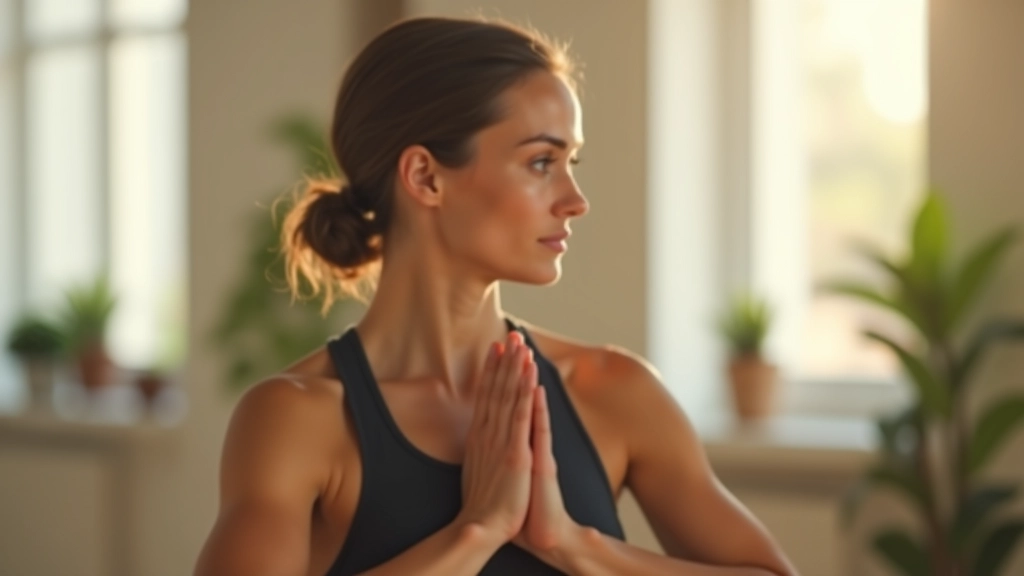 Femme en exercice physique, yoga ou entraînement léger, environnement lumineux et calme